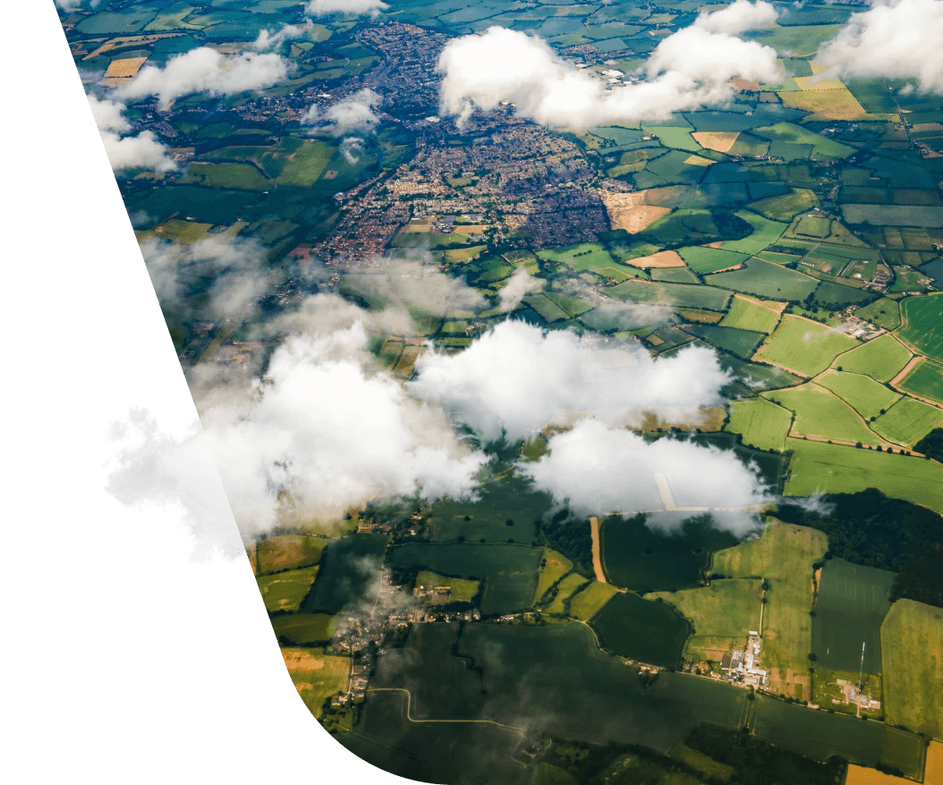 agricultural fields under the clouds