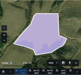 field's NDMI values in 2020